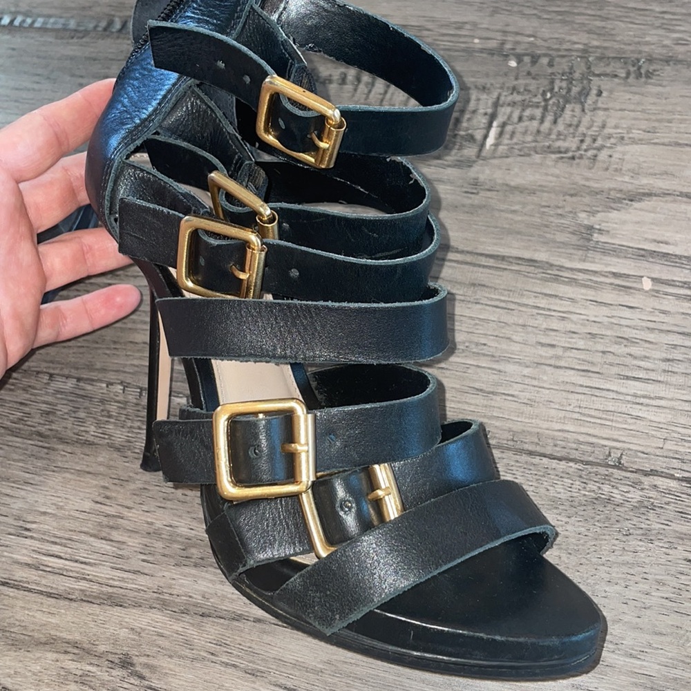 KURT GEIGER CARVELA BLACK STRAPPED HIGH HEELS SIZE 7 (37 EU) - Picture 10 of 13